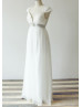 Cap Sleeves Ivory Eyelash Lace Tulle Maternity Wedding Dress